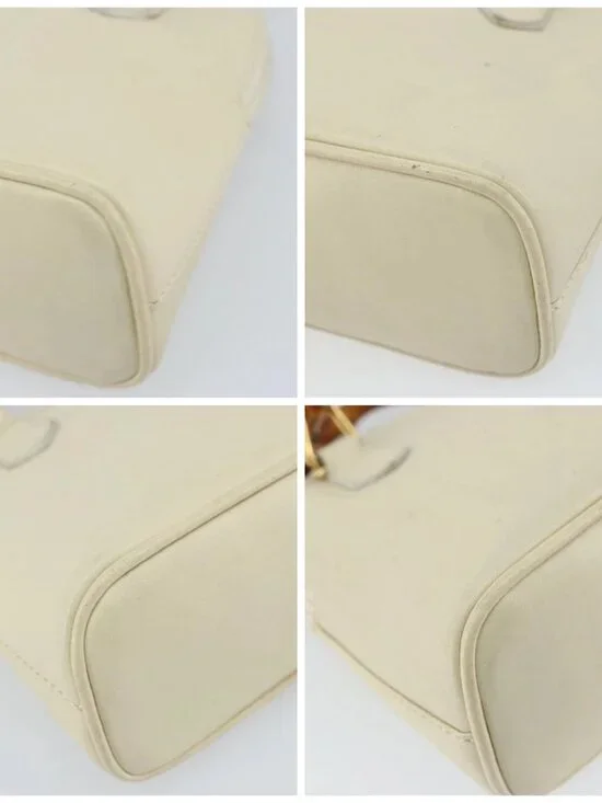 GUCCI Bamboo Hand Bag Leather 2way White Gold - Picture 16 of 16